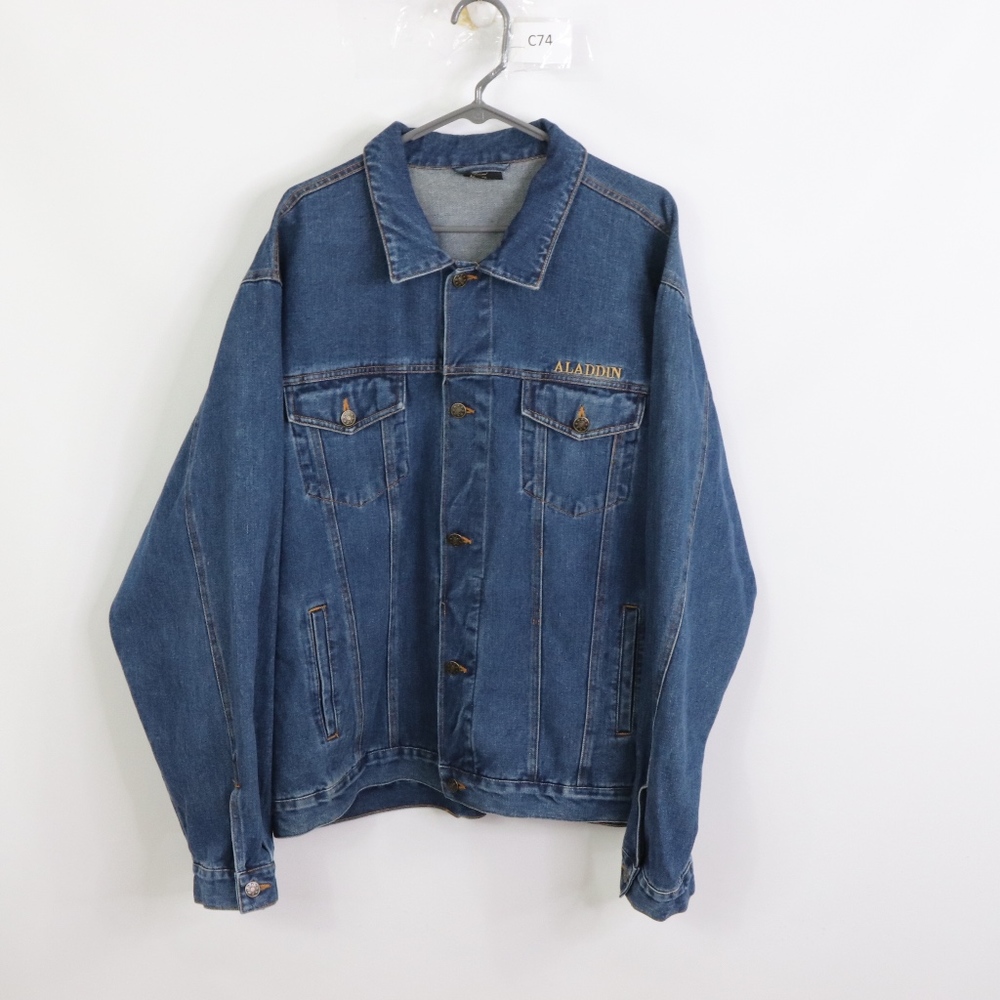 90s Aladdin Las Vegas Mens 2XL Denim Jean Jacket